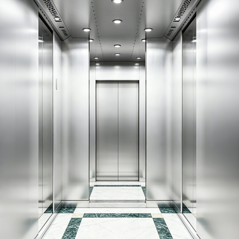 Spiegel- und Haarlinien-Personenaufzug aus Edelstahl für Hotels